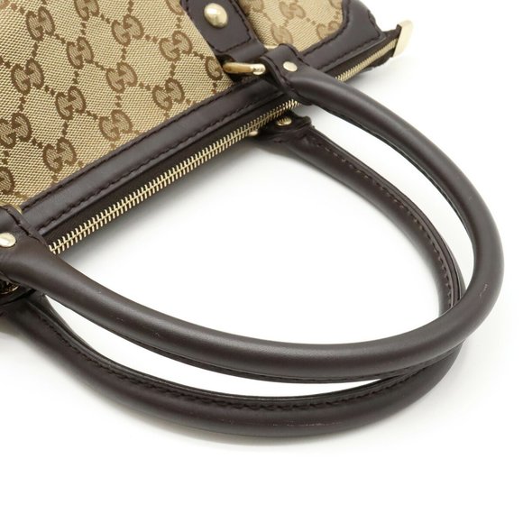 GUCCI Sukey GG Canvas Handbag Tote Bag Leather Khaki Beige Dark Brown 247902 - Picture 5 of 9